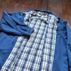 LL Bean Shacket Mens M Blue Plaid Flannel Lined Hurricane Shirt‎ Jacket **READ**